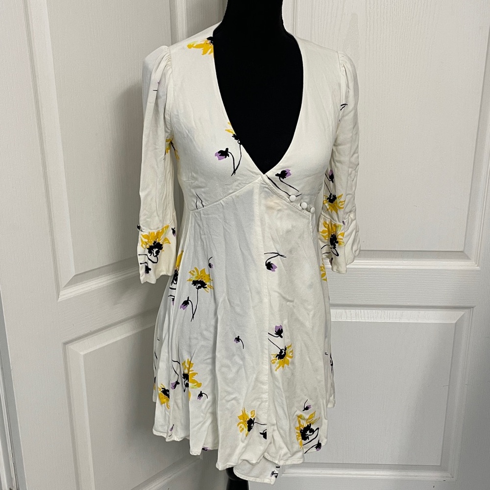 Free People Time on My Side dress XS wrap floral mini girly vacation travel